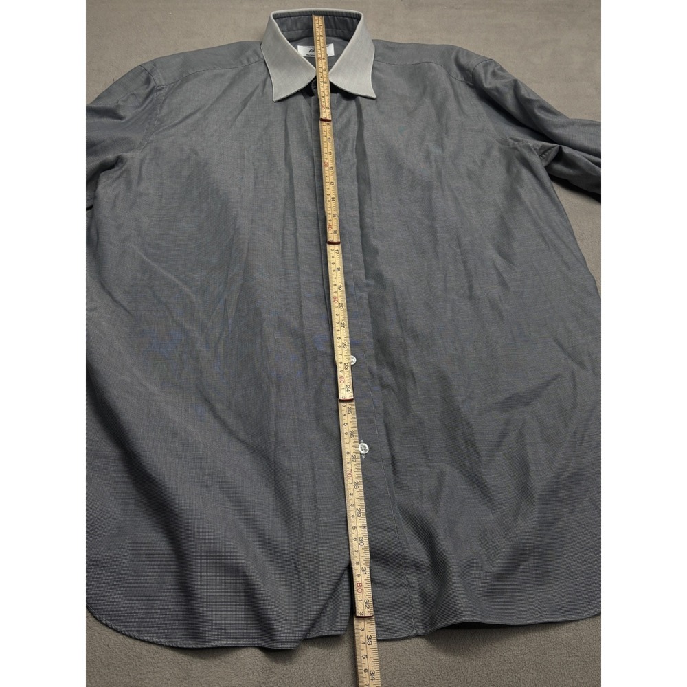 Brioni Neiman Marcus Mens Grey Micro Check French Cuff Dress Shirt 16.5 L Italy - Picture 3 of 7